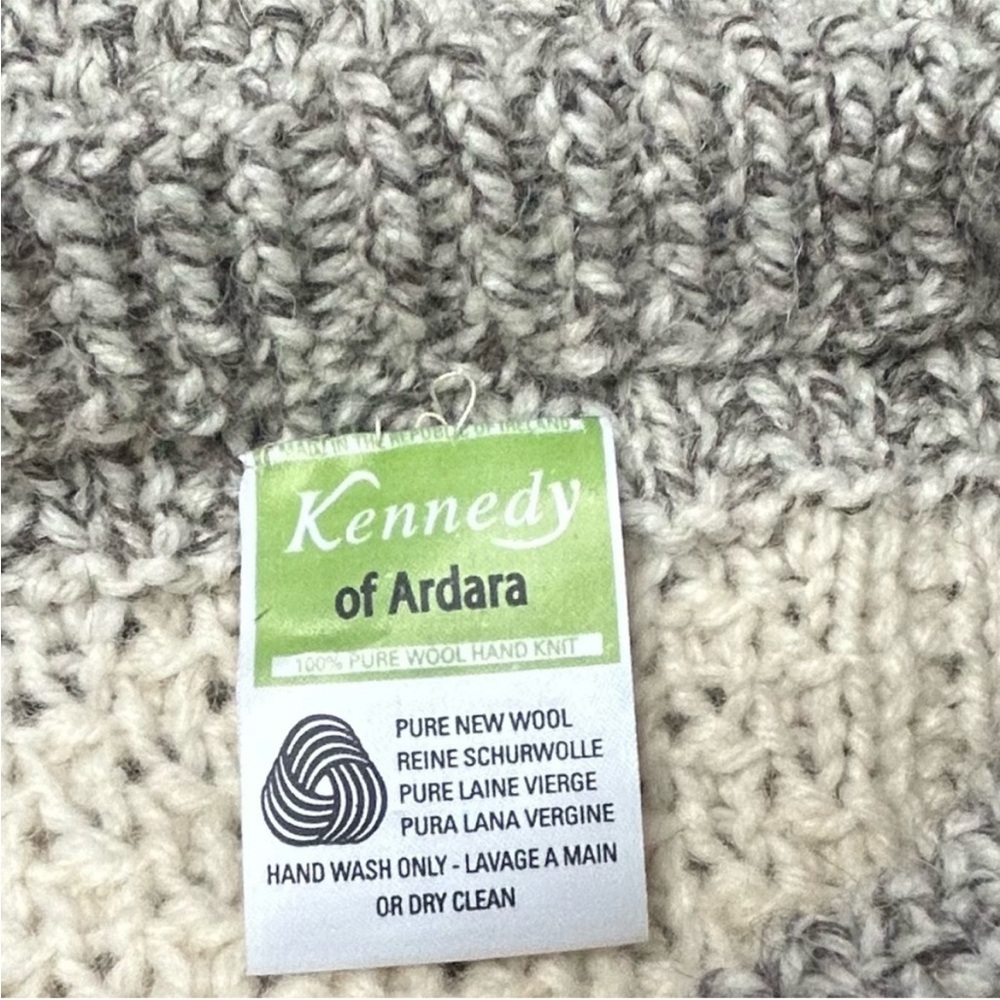 Vintage Kennedy Aran Wool Sweater L? Hand Knit Fisherman Ireland Cable Knit - Picture 5 of 7